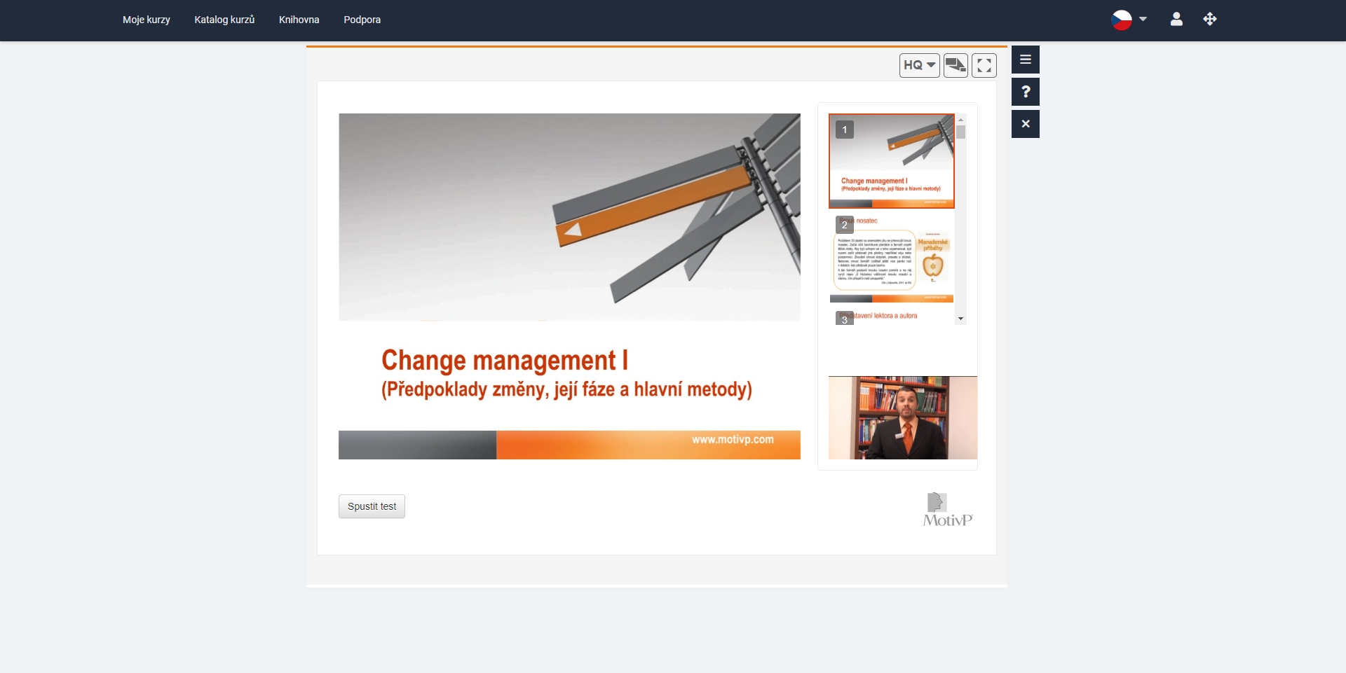Ukázka z kurzu Change Management portálu eSovak